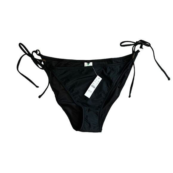 J.Crew Black, O-ring curved-waist cheeky string bikini bottom, Women’s Size 2X - Picture 1 of 5
